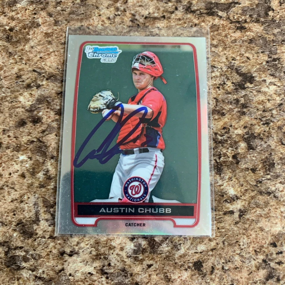 Austin Chubb Signed 2012 Bowman Draft Chrome Auto Washington Nationals Refractor - Image 1 of 1