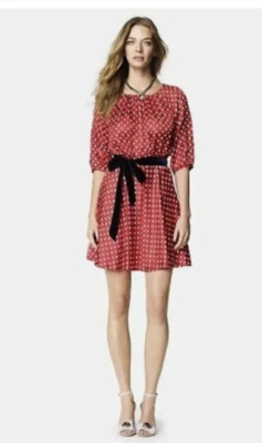 Vestido Juicy Couture Rojo Cereza Sorbete Lunares Seda Talla 0 #0 Foto 1 de 4