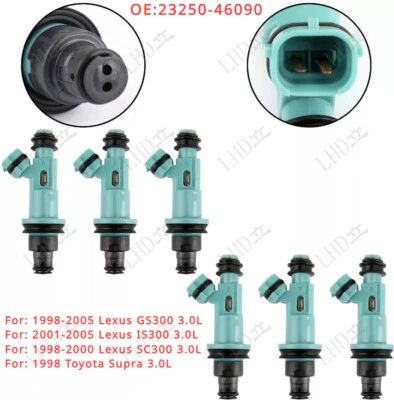 6Pcs Fuel Injectors 23250-46090 For Lexus GS300 IS300 SC300 Toyota Supra 3.0L Foto 1 de 4