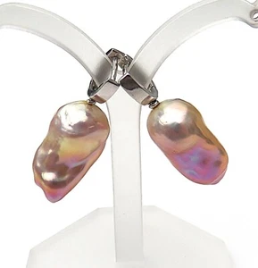 Pendientes de perlas Ming hechos a mano herradura criolla plata de ley rh 5618 - Imagen 1 de 5