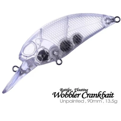 20PCS 9CM 13.5G Floating Rattle Crankbait DIY Unpainted Bait Blank Fishing Lure - Image 1 of 4
