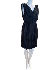 ROSIE POPE Maternity Draped Dress V-Neck/Back Black Satiny Crinkle Fabric sz XS