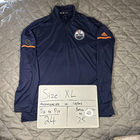 Adidas Edmonton Oilers Shirt Mens Extra Large Blue NHL Hockey Canada Sports Thin Cover