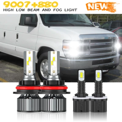 For Ford E 250 Base Van 4.6L 5.4L 2003-2007 LED Headlight Hi Low Fog Light Bulbs - Image 1 of 4