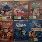 6 x Disney DVD Movie Bundle R4 Lilo & Stitch Nemo Incredibles Mickey Cars Rata