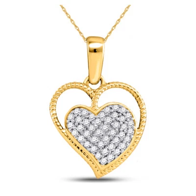 Colgante fino l U DIAMANTES 10K corazón milgrain diamante amarillo 1/10 CT Foto 1 de 2