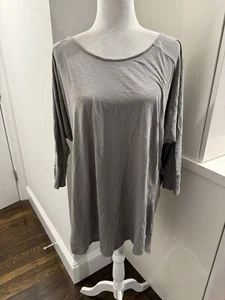 Alternative T-Shirt Women M Medium Gray Crew Neck 3/4 Sleeve Cotton Pullover XL - Picture 1 of 5