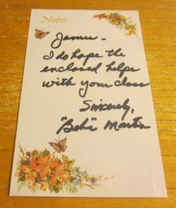 Babe Martin (d. 2013) Autographed 3.25X5.5 Handwritten Note MLB St. Louis Browns - Picture 1 of 2