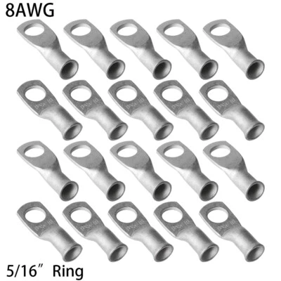 Tinned Copper AWG Ring Connectors Wire Terminals 8 Gauge 5/16in Stud Lug Lot - Image 1 of 4