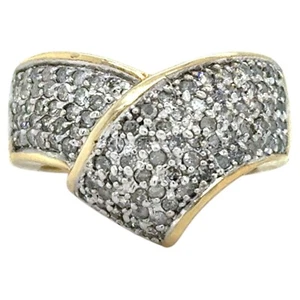 1ctw Diamond Cocktail Cluster Band 10k Yellow Gold Ring 5.9g Size 7.25 - Picture 1 of 6