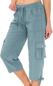MoFiz Womens Capris with Pockets Loose Fit Casual Capri Pants Dressy Lightwei... - Picture 1 of 7