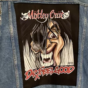 MOTLEY CRUE Cut Off Jean Jacket Dr. Feel Good with vintage patches - Picture 1 of 15