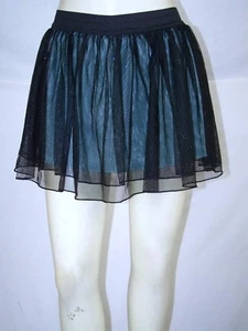 Knit Works Skort Girls Youth Size Large Blue Green Black Tulle Stretch Glitter - Picture 1 of 8