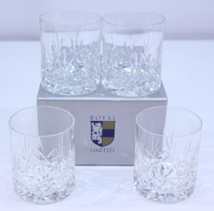 Juego de 4 vasos de cristal cortados a mano Samobor de colección 24 % rocas Lowball antiguos - Imagen 1 de 15