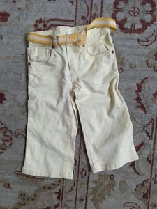 LUCKY BRAND Kids Yellow Jeans Crop Dungarees Girls Size 4 with belt - Picture 1 of 3