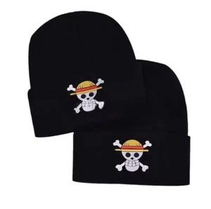 One Piece Cappellino Invernale Unisex Nero Ciurma Di Cappello Di Paglia Rufy - Foto 1 di 2