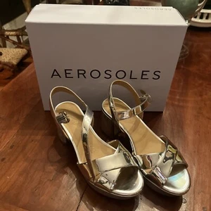 Aerosoles Cosmos Heels - Silver Genuine Leather Shoes - Size US 6M 6 - Picture 1 of 7