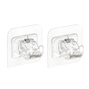 2 Pcs Curtain Rod Holders Fixing Hooks Heavy Duty Adjustable Adhesive Self - Picture 1 of 12
