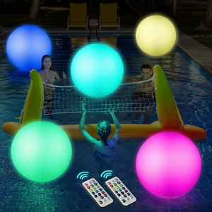 LED Beach Balls Glow in Dark Party Supplies, 2Pcs Inflatable Light up Ballon 16' - Picture 1 of 12