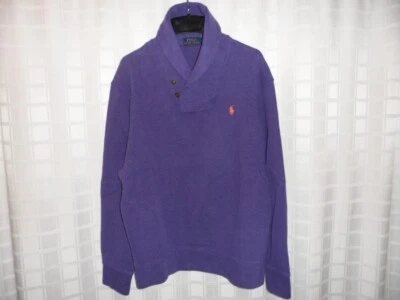 Ralph Lauren Polo Para Hombre Pullover Suéter Algodón L Púrpura Chal Cuello Naranja Logo Foto 1 de 4