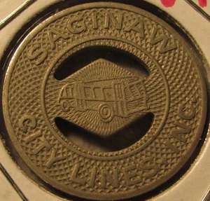 1946 Saginaw, MI City Lines Inc. Transit Bus Token - Michigan Mich. 2 - Picture 1 of 2