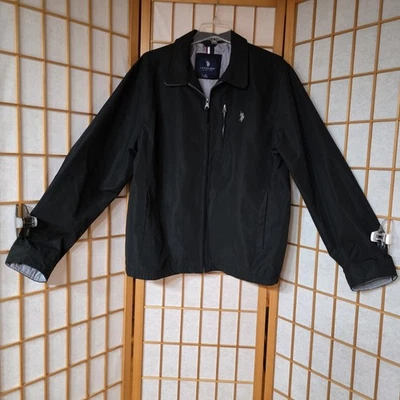 Chaqueta Polo Assn XL para Hombres Cremallera Completa Forro Negro Gris Clásico Golf Caminata Foto 1 de 4