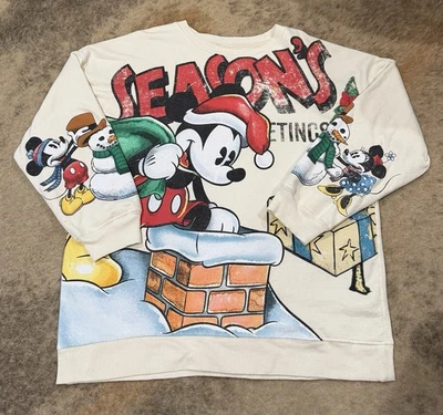 Official Disney Mickey Mouse Crewneck Holiday Sweatshirt Women’s Size Medium - Image 1 of 4