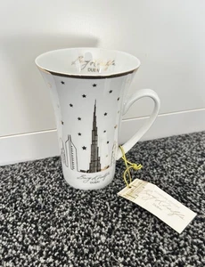 Dubai Souvenir Burj Khalifa Coffee Cup Mug Signature Collection White Gold NWT - Picture 1 of 8