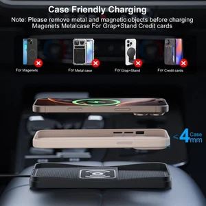Car Phone Charger Fast Wireless Charging Pad with Overheat Universal - Photo 1 sur 13