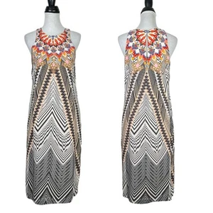Anthropologie HD in Paris Solstice 4 Print 100% Silk Sleeveless Midi Shift Dress - Picture 1 of 9