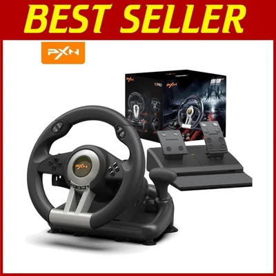 Racing Wheel & Pedal Set - Multi-Platform Steering Wheel for PC, PS4, Xbox - Image 1 of 4