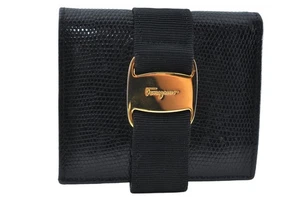 Authentic Salvatore Ferragamo Vara Leather Bifold Wallet Black SF 8265M - Picture 1 of 10