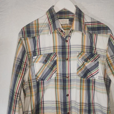 JACK & JONES sz L plaid snap front Elton shirt long sleeve snap - Image 1 of 4
