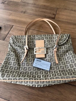 Fendi Spy Bag Zucca Canvas Leather Tote with Top Handle and Kiss Lock Brown - Image 1 of 4