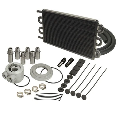 Derale 6 Pass 7000 Series Aluminum Copper Engine Oil Cooler Kit Sandwich Adapter Foto 1 de 4