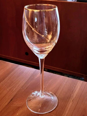 Pier 1 Gold Dot Swirl Water Goblet(s) Excellent Multiples Available  - Image 1 of 3