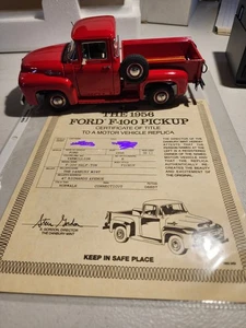 Danbury Mint 1956 Ford F-100 Pickup Red Half Ton 1/24 Diecast Truck MINT NEW NIB - Picture 1 of 8