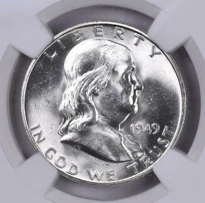 1949-D Franklin Silver Half Dollar - NGC MS64 FBL - Original Bag Fragment  - Image 1 of 3