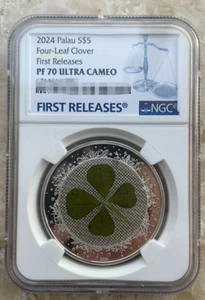 2024 NGC PF 70 ULTRA CAMEO Palau S$5 Four.Leaf Clover First Releases Coin - Picture 1 of 2
