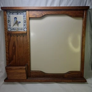 Dry Erase Memo Board Key Holder Mail Holder Tile Clock Vintage Farmhouse Wooden - Picture 1 of 24