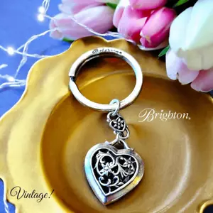 BRIGHTON Floral Filigree Puff Heart Silver Keychain - Picture 1 of 7