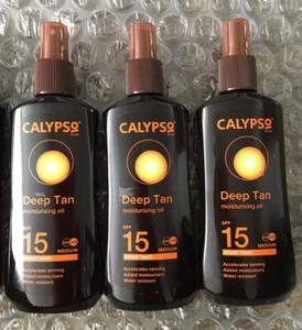 Calypso Deep Tanning Oil Spray with SPF15 3 x 200ml Sun Protection NEW - Picture 1 of 4