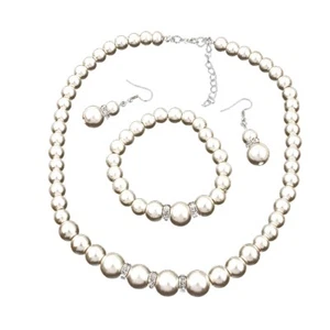 4Pcs Fashion Natural Freshwater Pearl Necklace Bracelet Earrings Jewelry Set - Picture 1 of 6