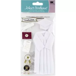 JOLEE'S LE GRANDE DIMENSIONAL STICKERS - GRADUATION CAP & GOWN - WHITE - Picture 1 of 1