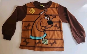 Scooby Doo Fleece Long Sleeve Pajama Top Toddler Sz 4T Brown Hanna-Barbera  - Picture 1 of 4