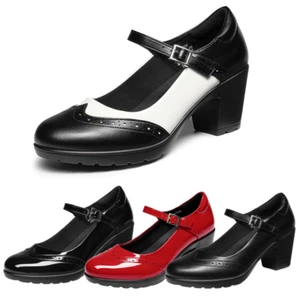Women Oxford Shoes Mary Jane Ankle Strap Chunky Heel Dress Pump Shoes - Picture 1 of 16