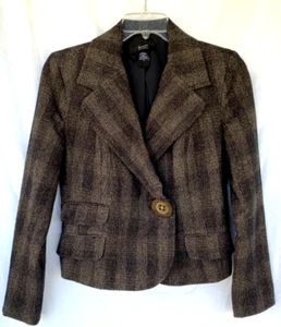 BODY by VICTORIA SECRET..BROWN..WOOL..CROPPED..PLAID..BLAZER / JACKET..10 - Picture 1 of 5