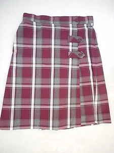 Girls A+ Maroon Plaid Culotte Uniform Skort Jr. Sizes 3 Jr. - 21 Jr. - Picture 1 of 4