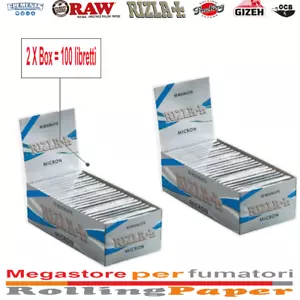2 x Rizla Micron Cartine Corte Box da 2x 50 Libretti = 5000 Fogli - Zdjęcie 1 z 2