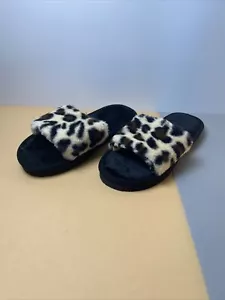 Fabulous Leopardendruck Pelz Pantoffel Größe 8,5/9 neu ohne Etikett beige sexy Sandale - Bild 1 von 5